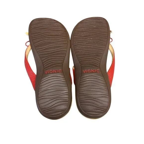 Women's VIONIC BELLA II Lizard RED Thong Flip Flop Sandals Flats Size 10 - Picture 12 of 12